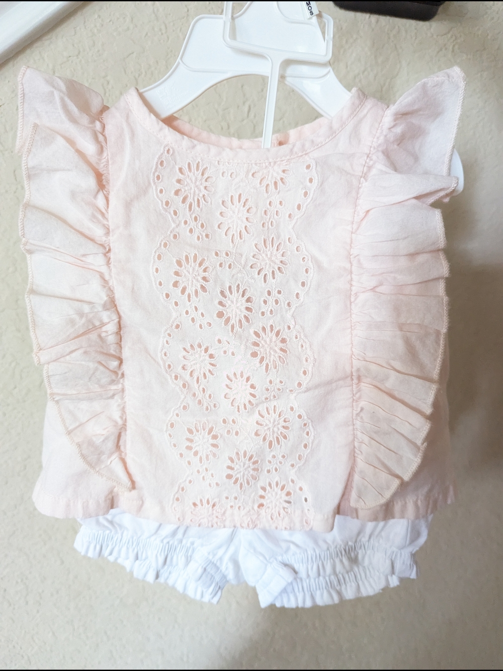 GAP Baby Light Pink Eyelet Ruffle Outfit Set (3-6 Months)